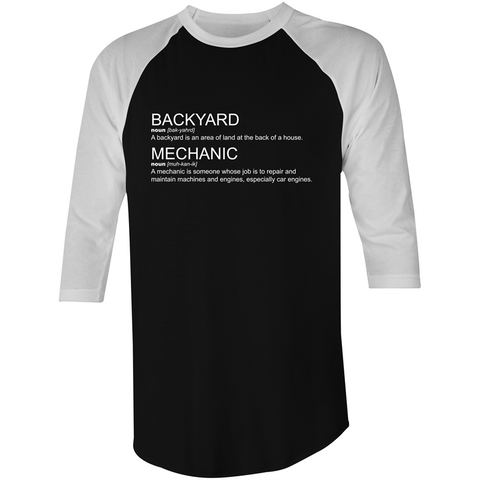 Backyard Mechanic Dictionary black - 3/4 Sleeve T-Shirt