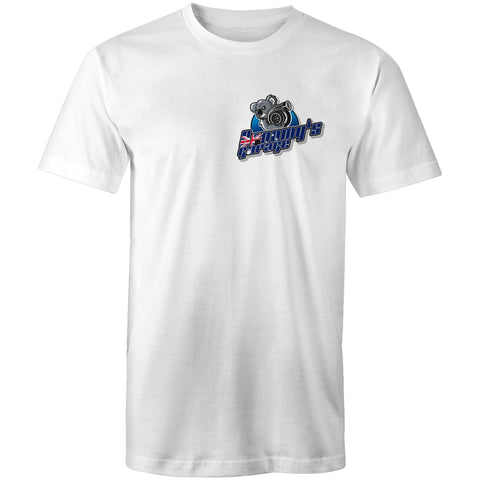 Broomys Garage - aussie flag - small logo - Mens T-Shirt